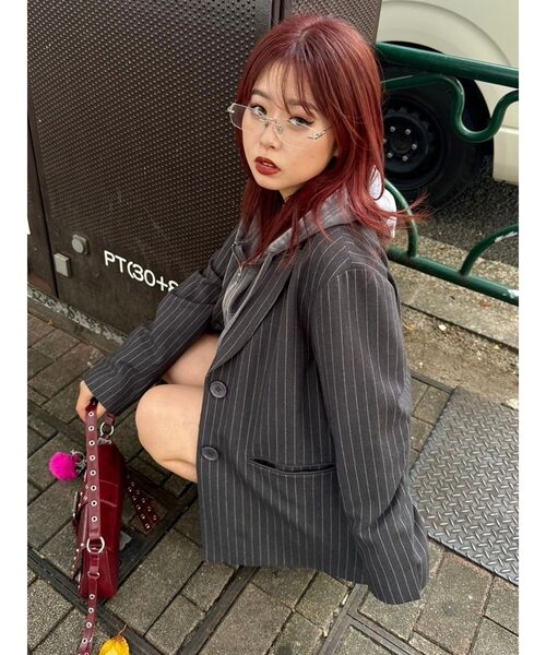 EVRIS（エヴリス）の「オーバーサイズジャケット【セットアップ着用可能】（テーラードジャケット・レディース・グレー/ブラック・FREE）」の17枚目の写真