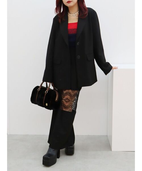 EVRIS（エヴリス）の「オーバーサイズジャケット【セットアップ着用可能】（テーラードジャケット・レディース・グレー/ブラック・FREE）」の21枚目の写真