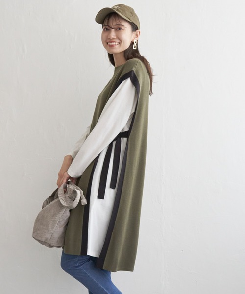 ikka（イッカ）の「ニットベストアンサンブルワンピース（ワンピース・レディース・ブラック/グリーン系その他/スモークグレー・M/L/S）」の3枚目の写真