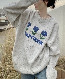 SHEPP（シープ）の「フラワー ラウンドネック オーバーサイズニット（ニット/セーター・レディース）」