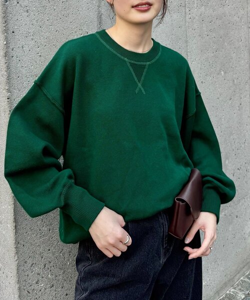 CIAOPANIC TYPY（チャオパニックティピー）の「≪お気に入り19万人突破≫【綿100％で洗える】16色展開スウェットライクボリュームスリーブニット（ニット/セーター・レディース・レッド/サーモンピンク/ブラウン/ホワイト/ピンク/ブルー/チャコールグレー/グレー/オフホワイト/カーキ/ブラック/オレンジ/ミント/イエロー/ブルー系その他/サックスブルー/ローズ/バーガンディー/グリーン系その他/ベージュ/パープル/ブルー系その他2・ONE SIZE）」の10枚目の写真