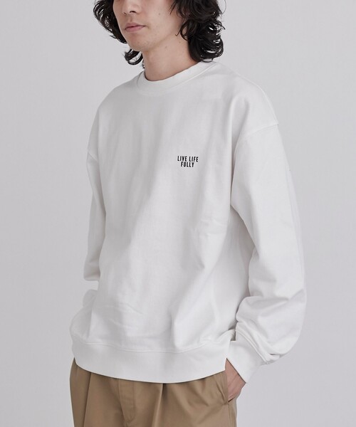 セール】【WELLTECT】 ロゴプリントクルーネックスウェット