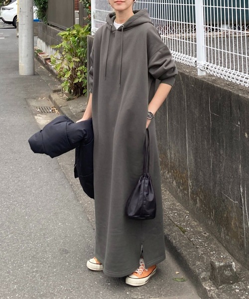 notch.(ノッチ)の「【 notch. by KR 】裏起毛フーディワンピース(ワンピース・レディース・ブラック/チャコールグレー/ライトグレー/ネイビー/ダークグレー/ダークネイビー・M/TM)」の14枚目の写真