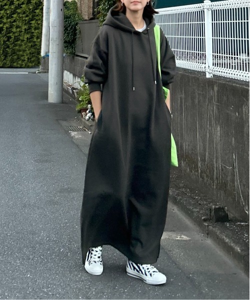 notch.(ノッチ)の「【 notch. by KR 】裏起毛フーディワンピース(ワンピース・レディース・ブラック/チャコールグレー/ライトグレー/ネイビー/ダークグレー/ダークネイビー・M/TM)」の14枚目の写真