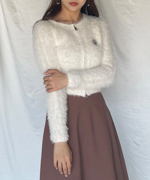 one way（ワンウェイ）の「ロングフェザーダブルファスナーニット（ニット/セーター・レディース・ピンク/ホワイト/グレー/ベージュ・FREE）」の5枚目の写真