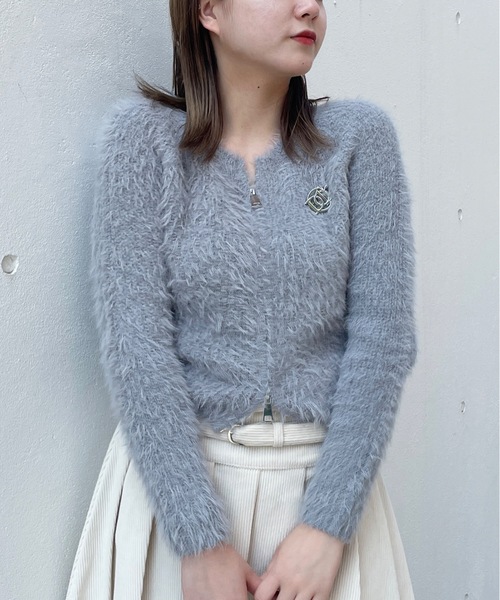 one way（ワンウェイ）の「ロングフェザーダブルファスナーニット（ニット/セーター・レディース・ピンク/ホワイト/グレー/ベージュ・FREE）」の11枚目の写真