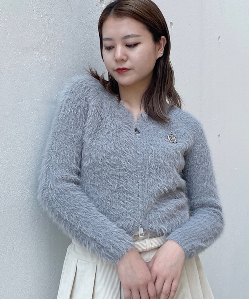 one way（ワンウェイ）の「ロングフェザーダブルファスナーニット（ニット/セーター・レディース・ピンク/ホワイト/グレー/ベージュ・FREE）」の13枚目の写真