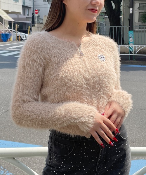 one way（ワンウェイ）の「ロングフェザーダブルファスナーニット（ニット/セーター・レディース・ピンク/ホワイト/グレー/ベージュ・FREE）」の17枚目の写真