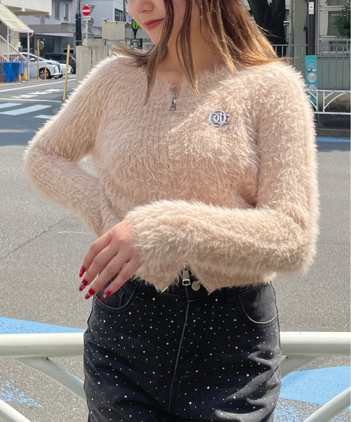 one way（ワンウェイ）の「ロングフェザーダブルファスナーニット（ニット/セーター・レディース・ピンク/ホワイト/グレー/ベージュ・FREE）」の18枚目の写真