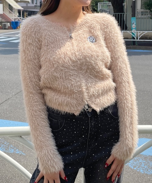 one way（ワンウェイ）の「ロングフェザーダブルファスナーニット（ニット/セーター・レディース・ピンク/ホワイト/グレー/ベージュ・FREE）」の19枚目の写真