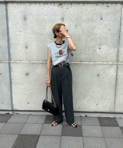 INTERPLAY（インタープレイ）の「【INTERPLAY x AYA】Vintage Embroidery French Sleeve（Tシャツ/カットソー・レディース・グレー/アッシュグレー/ブラック・FREE）」の9枚目の写真