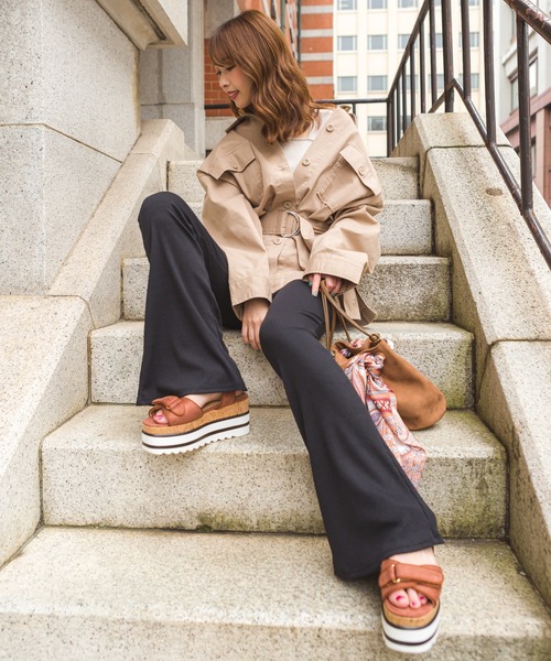 SpRay(スプレイ)の「テレコフレアパンツ(その他パンツ・レディース・ブラック・FREE)」の3枚目の写真