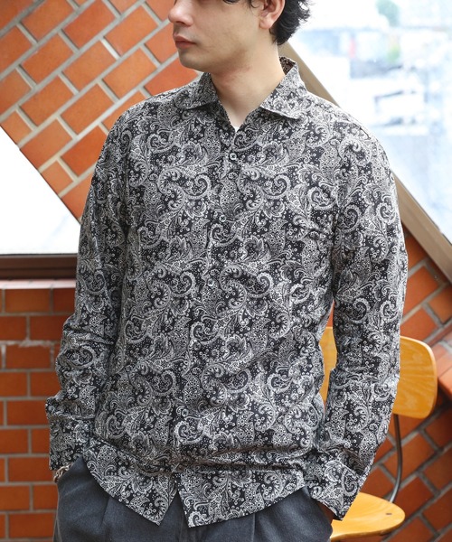 8(eight)(エイト)の「日本製ペイズリー長袖シャツ(シャツ/ブラウス・メンズ・ブラック/グリーン系・MEDIUM/LARGE)」の2枚目の写真