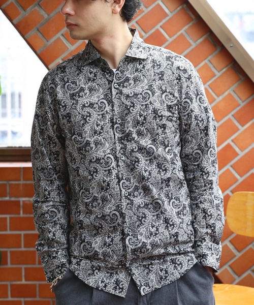8(eight)(エイト)の「日本製ペイズリー長袖シャツ(シャツ/ブラウス・メンズ・ブラック/グリーン系・MEDIUM/LARGE)」の5枚目の写真