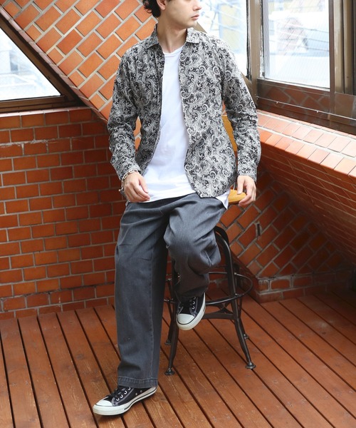 8(eight)(エイト)の「日本製ペイズリー長袖シャツ(シャツ/ブラウス・メンズ・ブラック/グリーン系・MEDIUM/LARGE)」の10枚目の写真