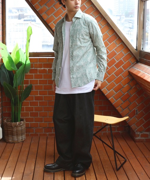 8(eight)(エイト)の「日本製ペイズリー長袖シャツ(シャツ/ブラウス・メンズ・ブラック/グリーン系・MEDIUM/LARGE)」の15枚目の写真