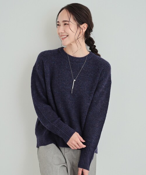 DRESKIP（ドレスキップ）の「◆【高レビュー】大人フェミニン ふわふわ畦編み ゆるニット（ニット/セーター・レディース・ライトベージュ/グリーン/パープル系/グレー・04/03/02）」の4枚目の写真