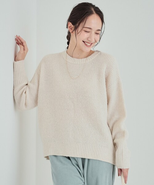 セール】【高レビュー】大人フェミニン ふわふわ畦編み ゆるニット