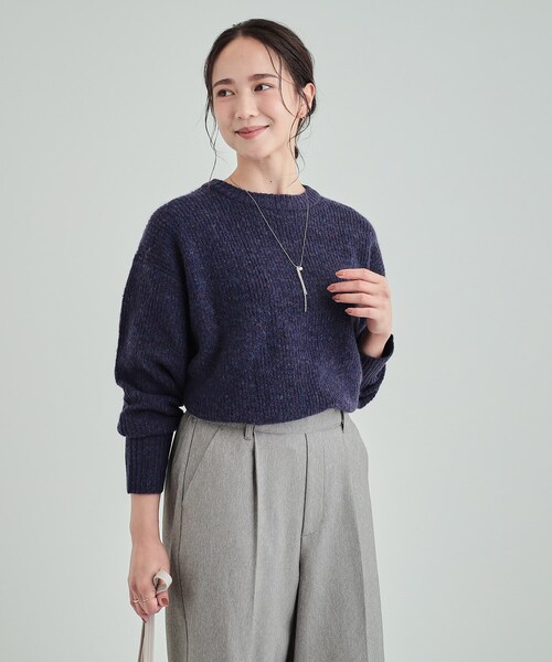 DRESKIP（ドレスキップ）の「◆【高レビュー】大人フェミニン ふわふわ畦編み ゆるニット（ニット/セーター・レディース・ライトベージュ/グリーン/パープル系/グレー・04/03/02）」の5枚目の写真