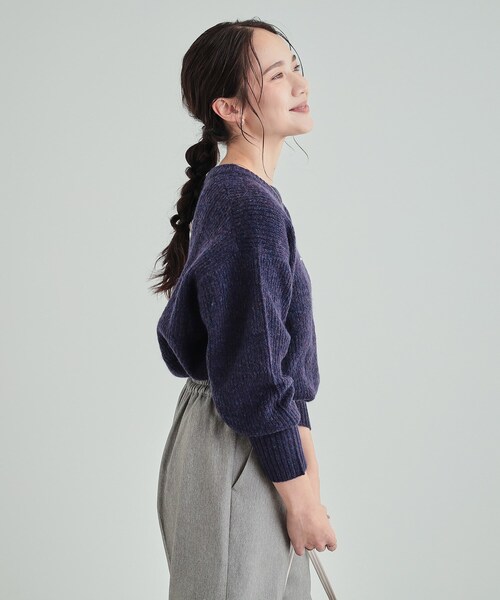 DRESKIP（ドレスキップ）の「◆【高レビュー】大人フェミニン ふわふわ畦編み ゆるニット（ニット/セーター・レディース・ライトベージュ/グリーン/パープル系/グレー・04/03/02）」の6枚目の写真