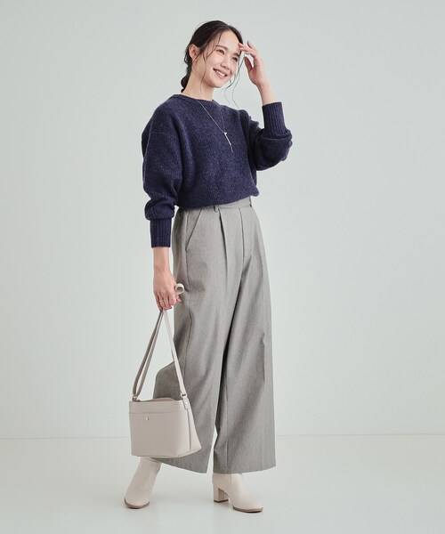 DRESKIP（ドレスキップ）の「◆【高レビュー】大人フェミニン ふわふわ畦編み ゆるニット（ニット/セーター・レディース・ライトベージュ/グリーン/パープル系/グレー・04/03/02）」の7枚目の写真