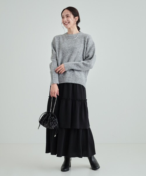 DRESKIP（ドレスキップ）の「◆【高レビュー】大人フェミニン ふわふわ畦編み ゆるニット（ニット/セーター・レディース・ライトベージュ/グリーン/パープル系/グレー・04/03/02）」の18枚目の写真