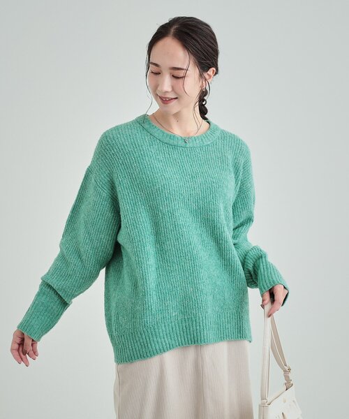 DRESKIP（ドレスキップ）の「◆【高レビュー】大人フェミニン ふわふわ畦編み ゆるニット（ニット/セーター・レディース・ライトベージュ/グリーン/パープル系/グレー・04/03/02）」の20枚目の写真