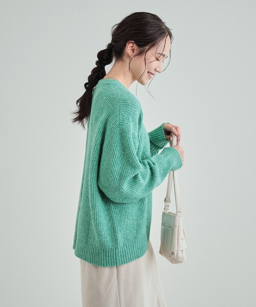 DRESKIP（ドレスキップ）の「◆【高レビュー】大人フェミニン ふわふわ畦編み ゆるニット（ニット/セーター・レディース・ライトベージュ/グリーン/パープル系/グレー・04/03/02）」の21枚目の写真