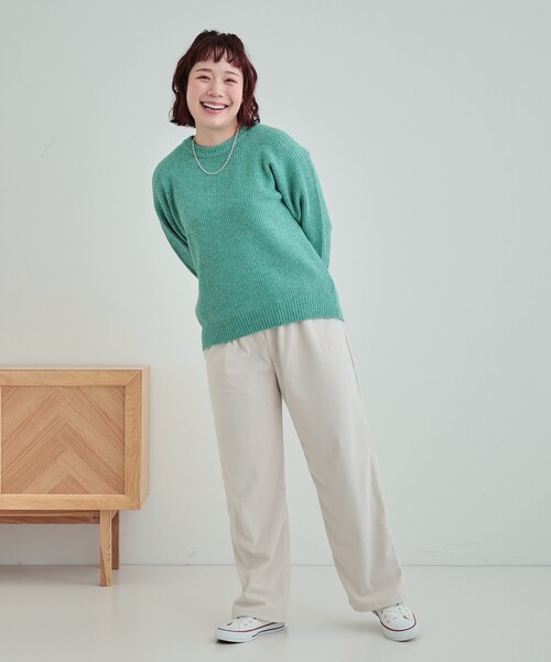 DRESKIP（ドレスキップ）の「◆【高レビュー】大人フェミニン ふわふわ畦編み ゆるニット（ニット/セーター・レディース・ライトベージュ/グリーン/パープル系/グレー・04/03/02）」の10枚目の写真