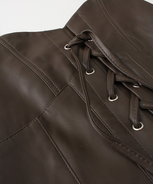 SpRay（スプレイ）の「フェイクレザーキャミセット（キャミソール・レディース・ブラウン/ブラック・FREE）」の6枚目の写真