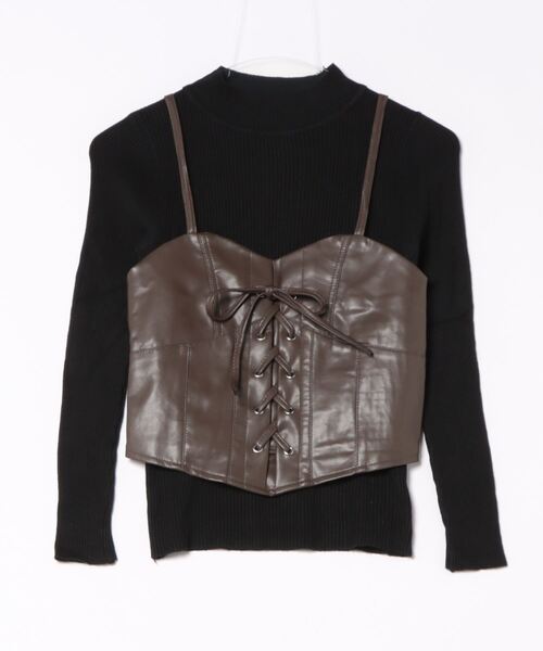 SpRay（スプレイ）の「フェイクレザーキャミセット（キャミソール・レディース・ブラウン/ブラック・FREE）」の10枚目の写真