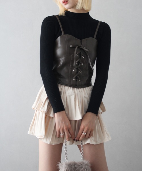 SpRay（スプレイ）の「フェイクレザーキャミセット（キャミソール・レディース・ブラウン/ブラック・FREE）」の17枚目の写真