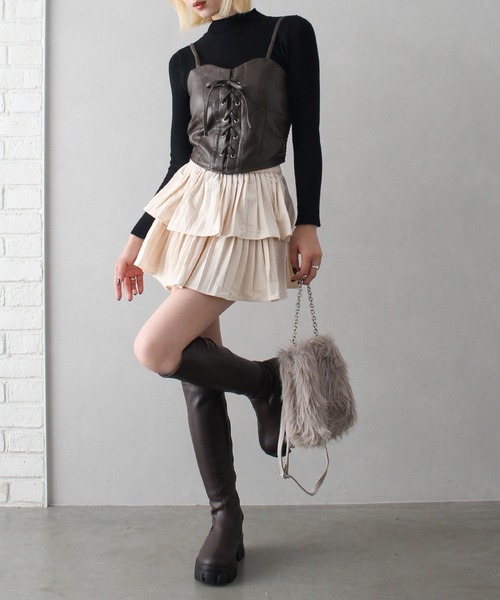 SpRay（スプレイ）の「フェイクレザーキャミセット（キャミソール・レディース・ブラウン/ブラック・FREE）」の19枚目の写真