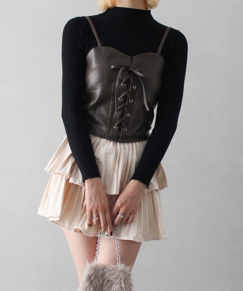 SpRay（スプレイ）の「フェイクレザーキャミセット（キャミソール・レディース・ブラウン/ブラック・FREE）」の20枚目の写真