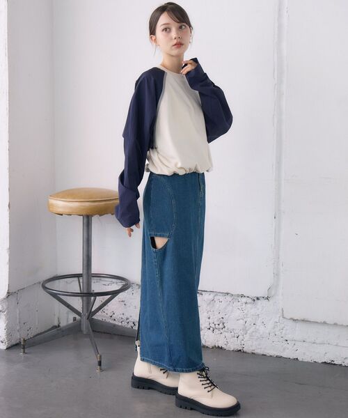 RETRO GIRL(レトロガール)の「袖ナイロントレーナー(Tシャツ/カットソー・レディース・ブラック/ダークグレー/ナチュラル・FREE)」の10枚目の写真