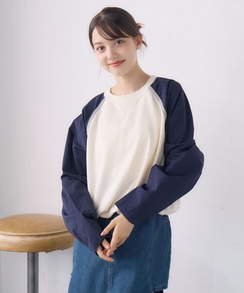 RETRO GIRL(レトロガール)の「袖ナイロントレーナー(Tシャツ/カットソー・レディース・ブラック/ダークグレー/ナチュラル・FREE)」の7枚目の写真