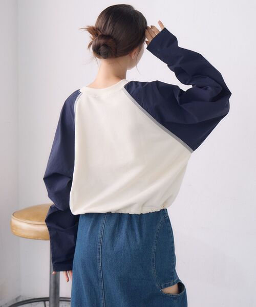 RETRO GIRL(レトロガール)の「袖ナイロントレーナー(Tシャツ/カットソー・レディース・ブラック/ダークグレー/ナチュラル・FREE)」の4枚目の写真