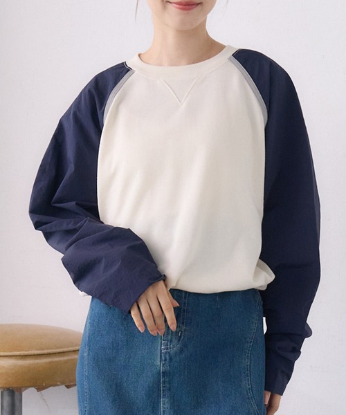 RETRO GIRL(レトロガール)の「袖ナイロントレーナー(Tシャツ/カットソー・レディース・ブラック/ダークグレー/ナチュラル・FREE)」の3枚目の写真