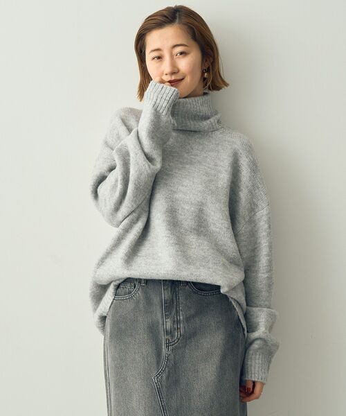 YECCA VECCA(イェッカヴェッカ)の「オフタートルネックソフトニット(ニット/セーター・レディース・杢グレー/ネイビー/レッド・FREE)」の17枚目の写真