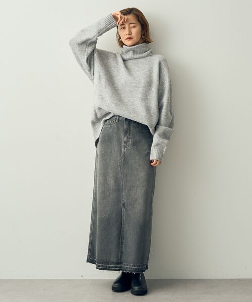 YECCA VECCA(イェッカヴェッカ)の「オフタートルネックソフトニット(ニット/セーター・レディース・杢グレー/ネイビー/レッド・FREE)」の21枚目の写真