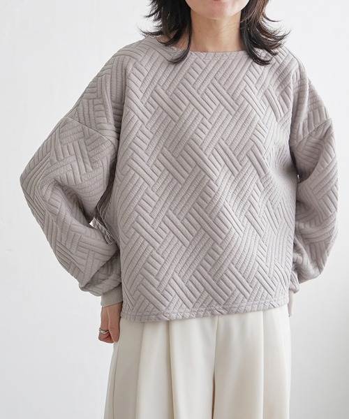 VENCEEXCHANGE（ヴァンスエクスチェンジ）の「ダイヤ柄ポンチプルオーバー（Tシャツ/カットソー・レディース・ブラック/チャコール/ベージュ・FREE）」の3枚目の写真