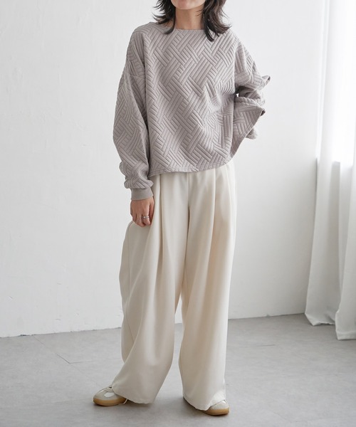 VENCEEXCHANGE（ヴァンスエクスチェンジ）の「ダイヤ柄ポンチプルオーバー（Tシャツ/カットソー・レディース・ブラック/チャコール/ベージュ・FREE）」の5枚目の写真