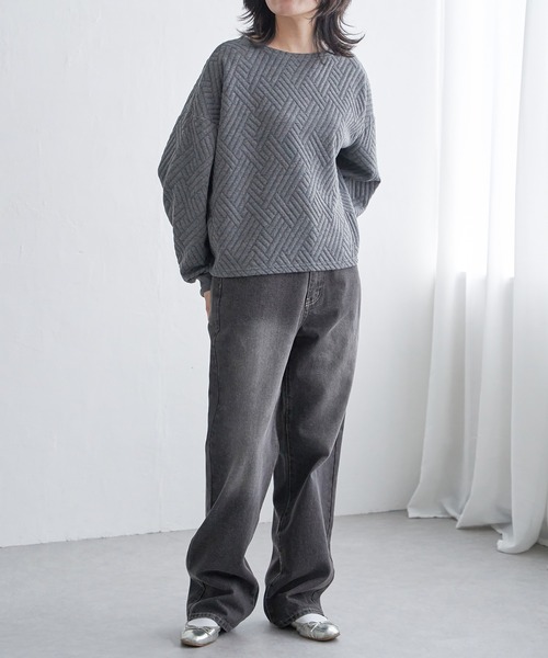 VENCEEXCHANGE（ヴァンスエクスチェンジ）の「ダイヤ柄ポンチプルオーバー（Tシャツ/カットソー・レディース・ブラック/チャコール/ベージュ・FREE）」の12枚目の写真