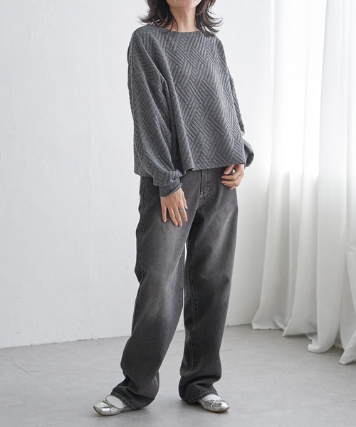 VENCEEXCHANGE（ヴァンスエクスチェンジ）の「ダイヤ柄ポンチプルオーバー（Tシャツ/カットソー・レディース・ブラック/チャコール/ベージュ・FREE）」の15枚目の写真