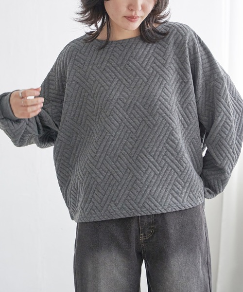 VENCEEXCHANGE（ヴァンスエクスチェンジ）の「ダイヤ柄ポンチプルオーバー（Tシャツ/カットソー・レディース・ブラック/チャコール/ベージュ・FREE）」の9枚目の写真