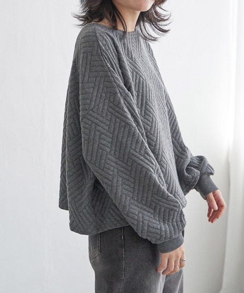 VENCEEXCHANGE（ヴァンスエクスチェンジ）の「ダイヤ柄ポンチプルオーバー（Tシャツ/カットソー・レディース・ブラック/チャコール/ベージュ・FREE）」の10枚目の写真