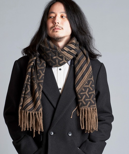 NO ID.(ノーアイディ)の「【NO ID.】Random Pattern Stole / ランダム パターン ストール(ストール/ショール・メンズ・ブルー/アイボリー/ブラック・ONE SIZE)」の2枚目の写真