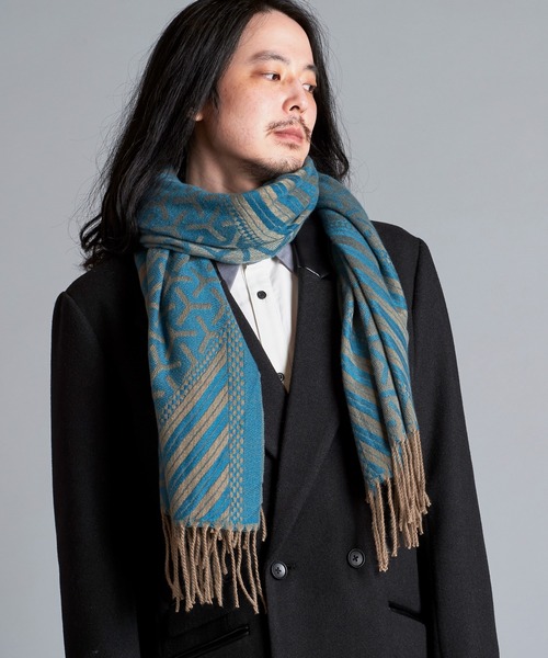 NO ID.(ノーアイディ)の「【NO ID.】Random Pattern Stole / ランダム パターン ストール(ストール/ショール・メンズ・ブルー/アイボリー/ブラック・ONE SIZE)」の18枚目の写真