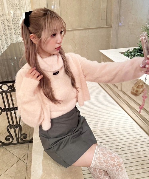 one after another NICE CLAUP（ワンアフターアナザーナイスクラップ）の「【plume】2枚setカーディガン（カーディガン/ボレロ・レディース・アイボリー/スミクロ/ピンク・FREE）」の4枚目の写真