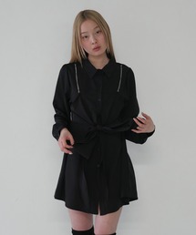 キャミソール レイヤード デザイン シャツワンピース